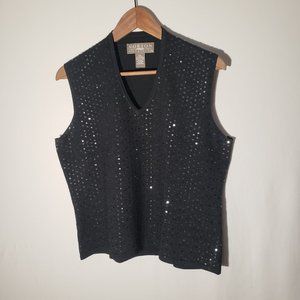 Sleeveless, black, dressy top, sequins, Norton McNauchton, petite XL